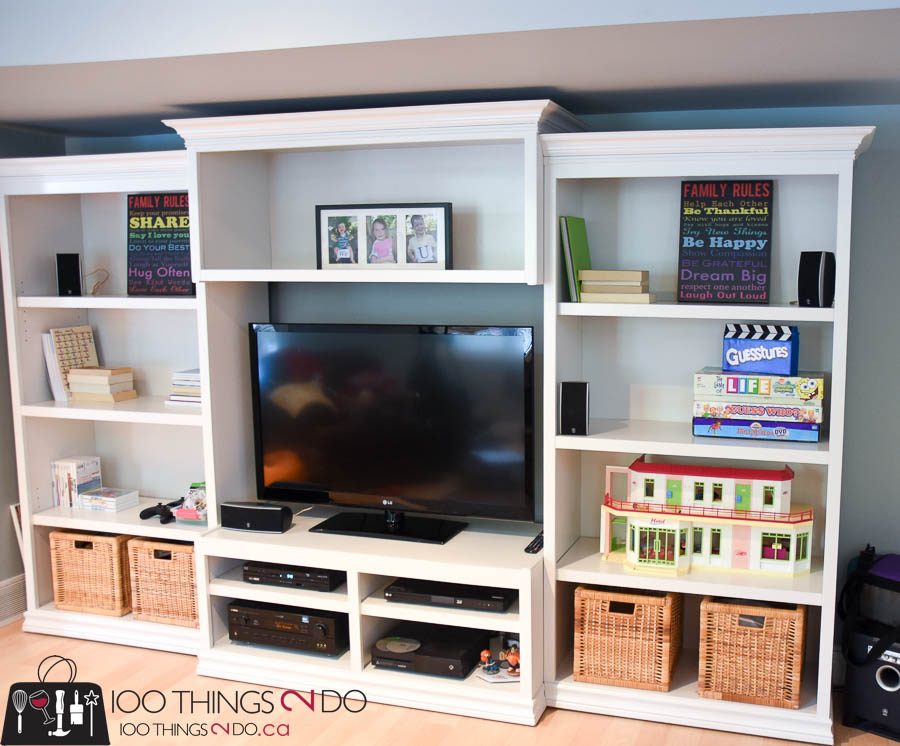 Painted entertainment centre, refinished entertainment centre, Kari's cabinets, painted media cabinets, painted bookshelves