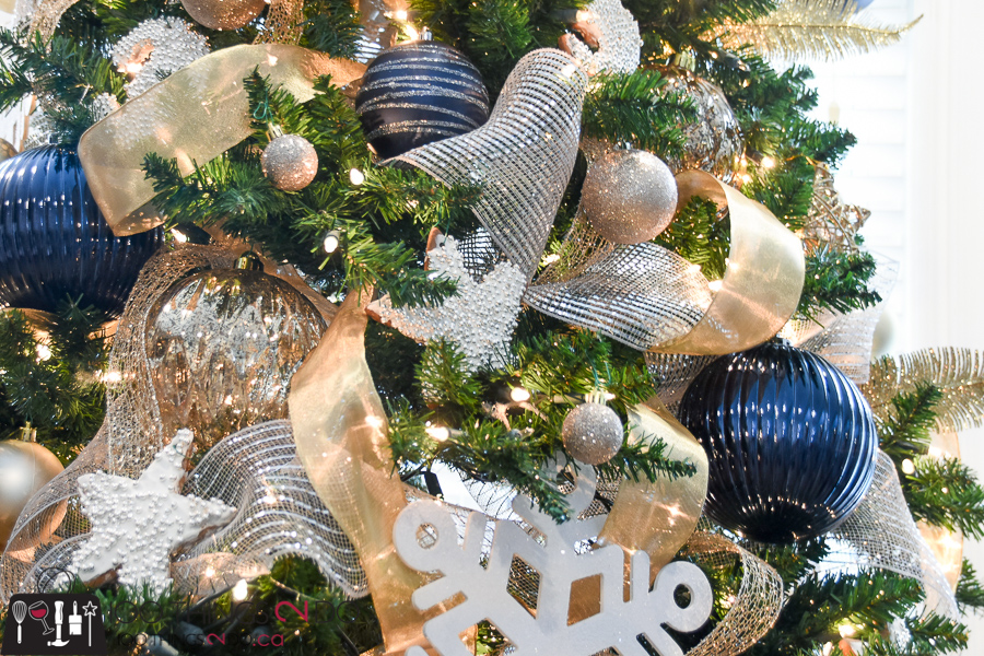 Christmas tree 2017, Christmas tree, navy and gold Christmas tree