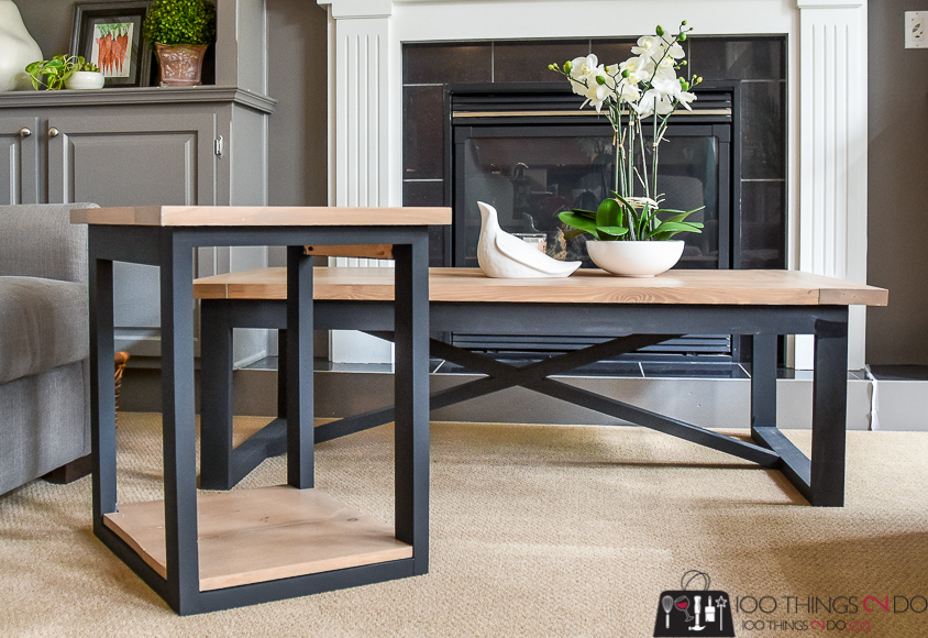 DIY side table, Rustic Industrial side table, Restoration Hardware knock-off, easy side table, side table plans