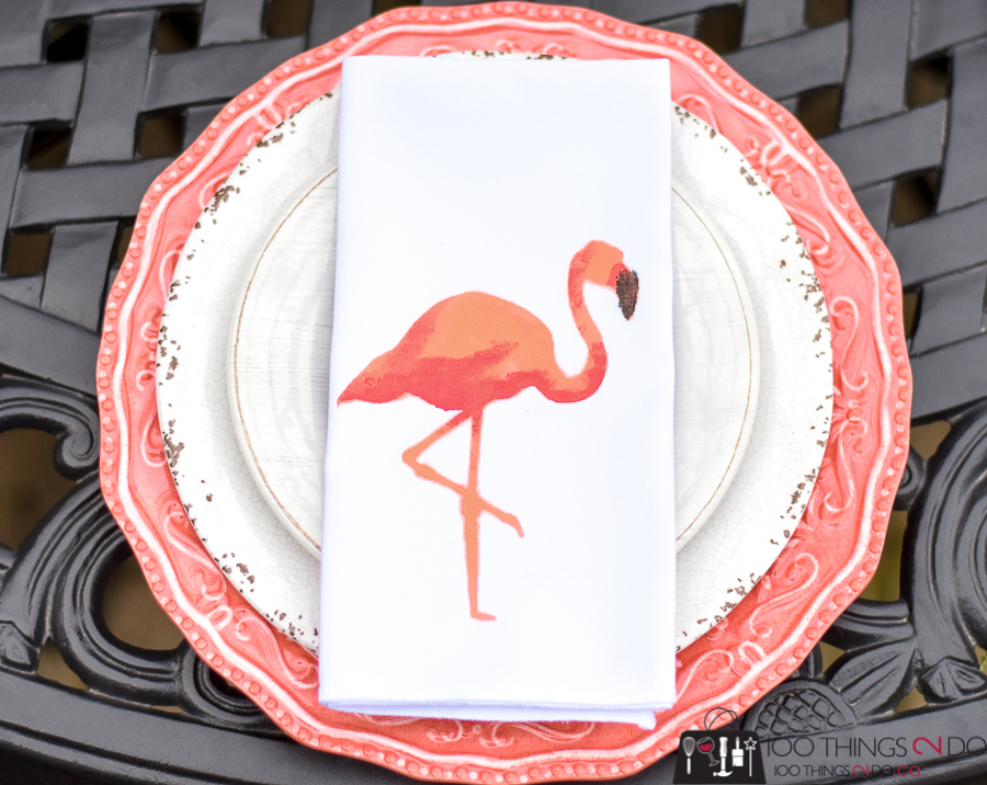 DIY napkins, Flamingo napkins, fabric painted napkins, make your own napkins, painted napkins, custom napkins