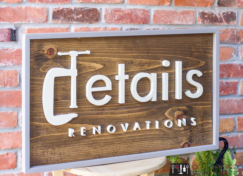 Scroll saw sign, business logo sign, wood sign made with scroll saw, details renovations, company logo sign, business logo sign
