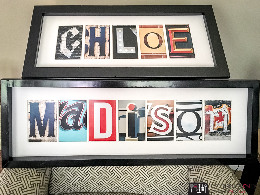 name collage, letter collage, name art, photographed letters to make up a name