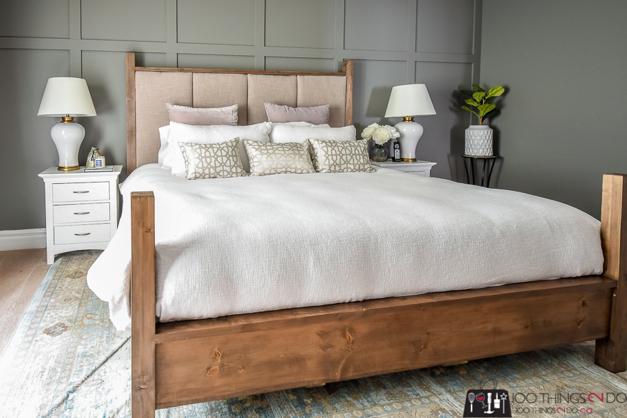 DIY kingsize bed, do-it-yourself kingsize bed, kingsize bed with upholstered headboard