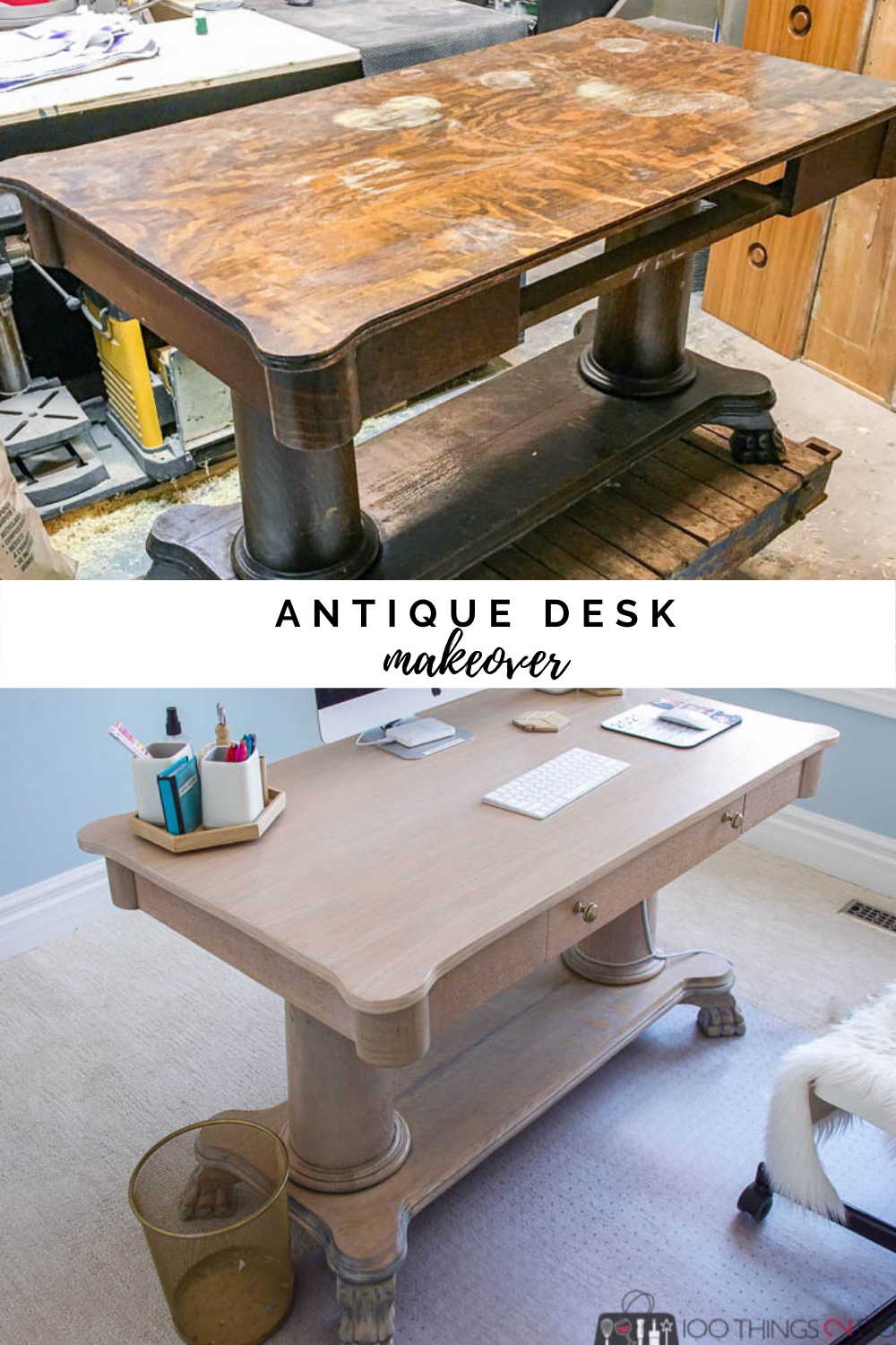 antique desk makeover, refinishing an antique desk
