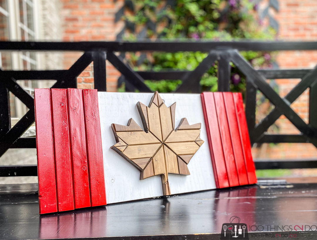 Canadian flag wood sign, wood Canadian flag, wood maple leaf, DIY Canadian flag