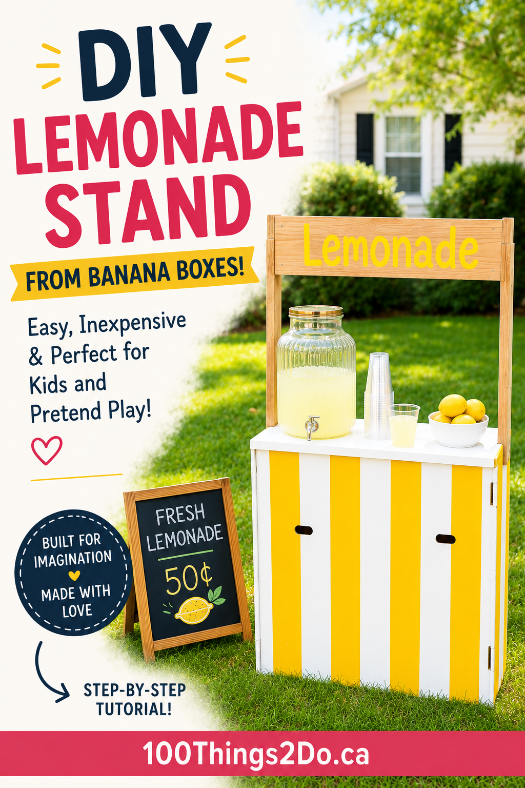 DIY Lemonade Stand from Banana Boxes (An Easy Cardboard Lemonade Stand ...